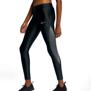 Nike cropped running tight w drawstring : Black XL